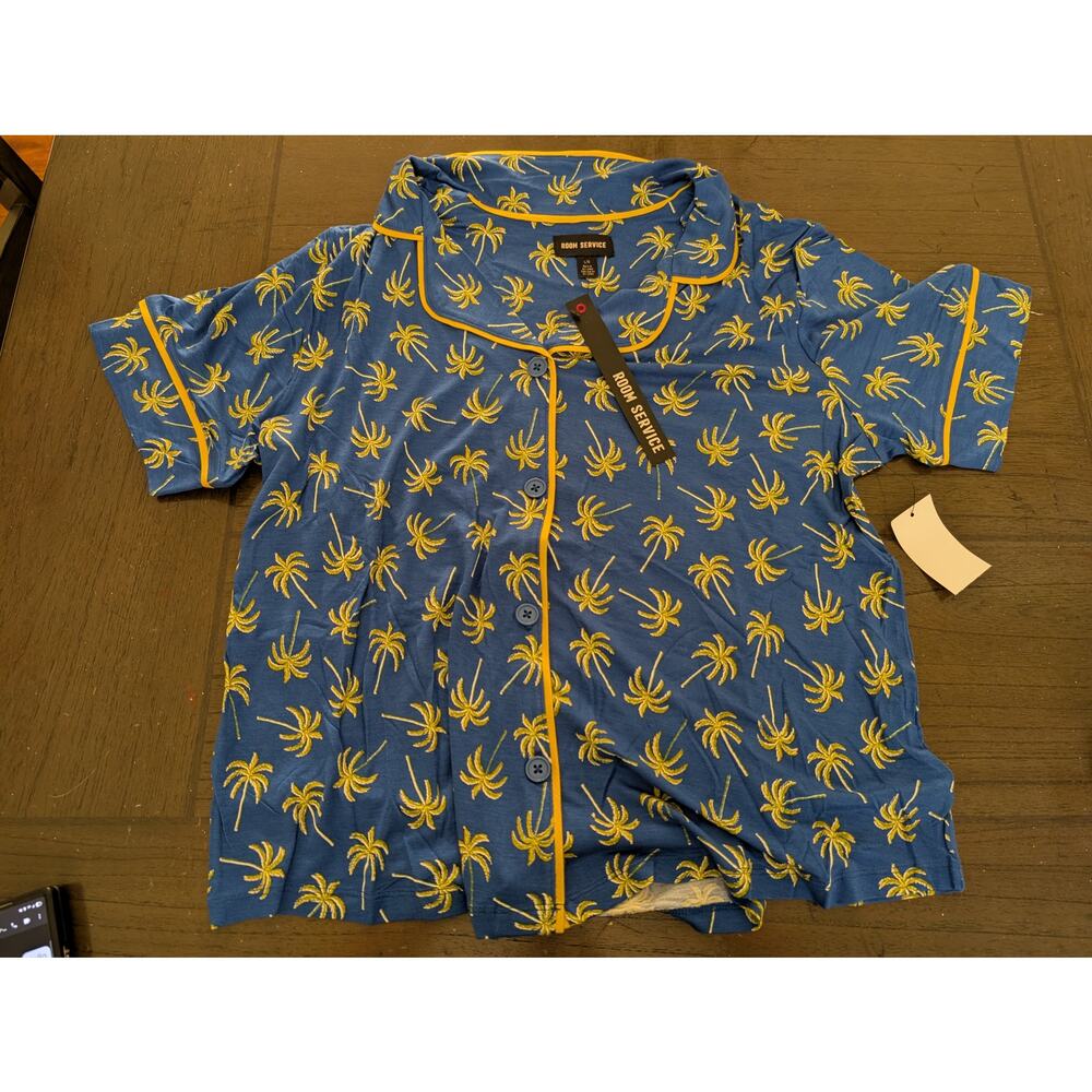 NWT Room Service Aspen Short Knit Pj Set In Martime Palm - Maritime Palm size L